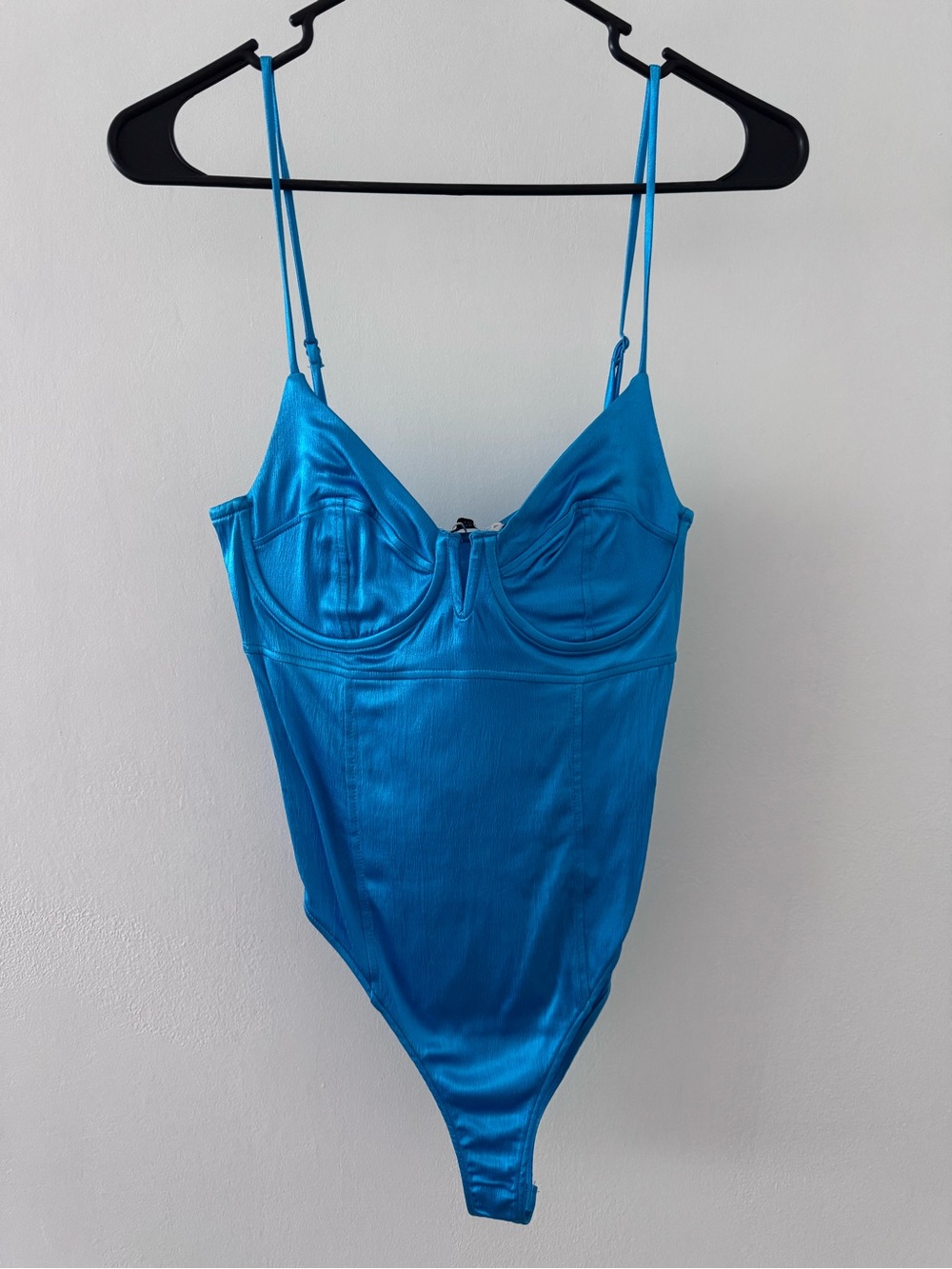 Zara Electric Blue Satin Bustier Bodysuit